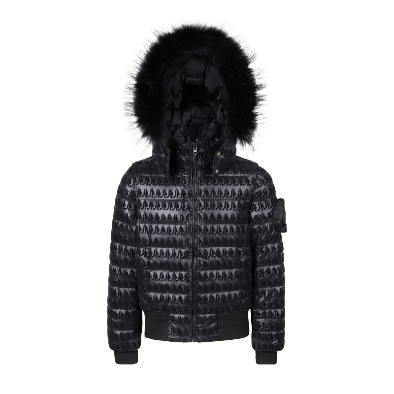 High-end Sense coat velvet logo with puffer - black