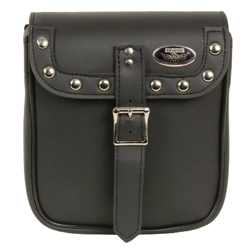 Comfortable Fitwear Milwaukee Leather SH628 Black Small Studded PVC Sissy Bar Motorcycle Bag Comfortable Fitwear Milwaukee Leather SH628 Black Small Studded PVC Sissy Bar Motorcycle Bag