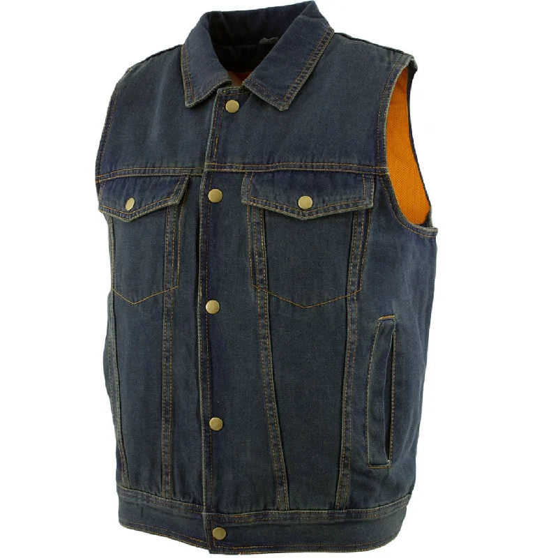 Minimalism Xelement B284 Men's 'Dirty' Blue Denim Motorcycle Vest