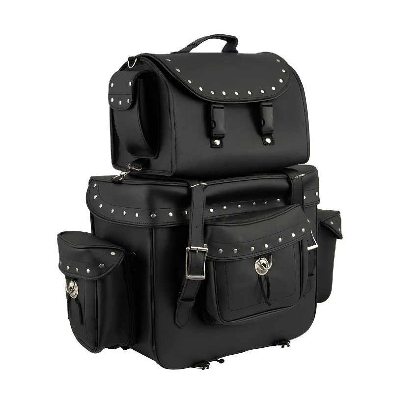 Bright Colors Milwaukee Leather SH660 Large Black  2-Piece PVC Motorcycle Touring Pack