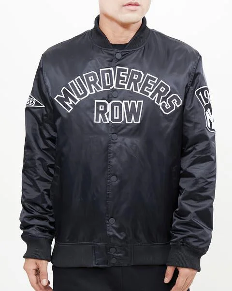 Energy Wear MLB NEW YORK YANKEES MURDERERS ROW WORDMARK MEN'S SATIN JACKET (BLACK) Energy Wear MLB NEW YORK YANKEES MURDERERS ROW WORDMARK MEN'S SATIN JACKET (BLACK)