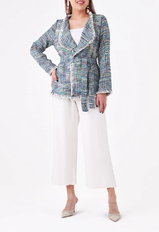 Soft Fashion Multicolor Fringe Edge Tweed Jacket