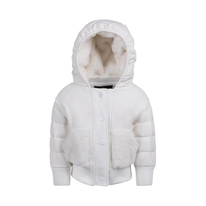 Noble And Elegant coat knit fur lined and pockets - white
