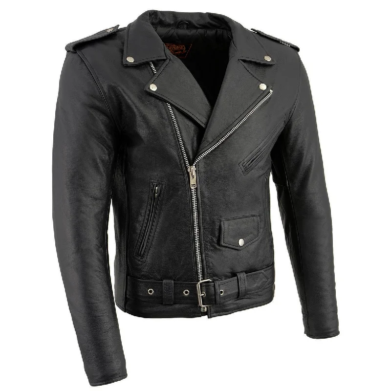 Luxury And Elegant Milwaukee Leather LKM1781 Men's The Legend Classic Brando Black Premium Leather Motorcycle Jacket w/ Quilted Liner