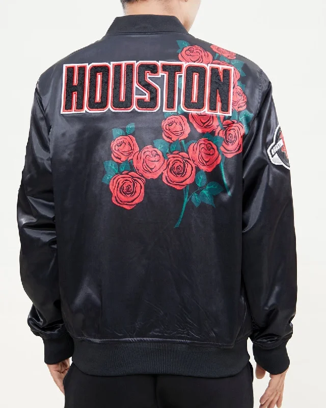 Elegant And Elegant NBA HOUSTON ROCKETS ROSE MEN'S SATIN JACKET (BLACK)