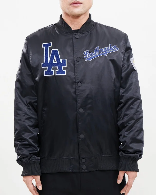 Comfortable And Versatile MLB LOS ANGELES DODGERS MEN'S SATIN JACKET (BLACK)