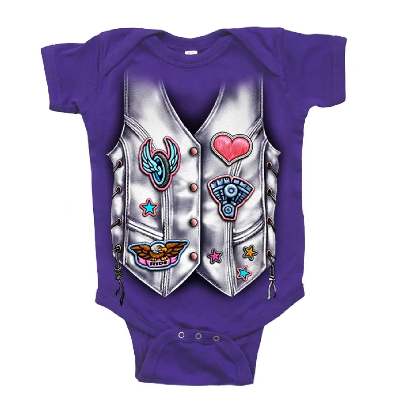 Layered Style Hot Leathers GYS1058 Girls Leather Vest Baby Bodysuit