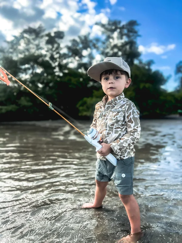 Classic Retro Olive Green Fishing Shorts