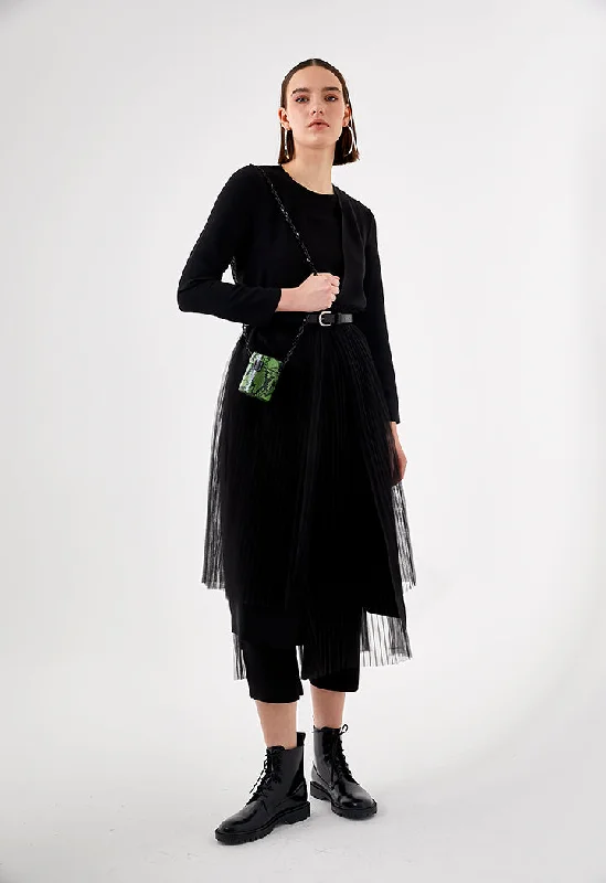 Advanced Customization Pleated Mesh Overlay Outerwear