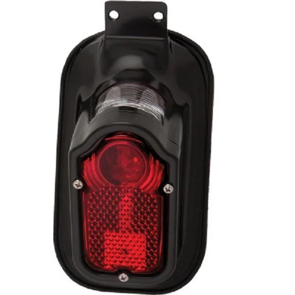 Embroidery Design HardDrive Black Tombstone Taillight with License Plate Bracket for 1940-1954 Harley Davidson Big Twin 12V 23/8W Bulb