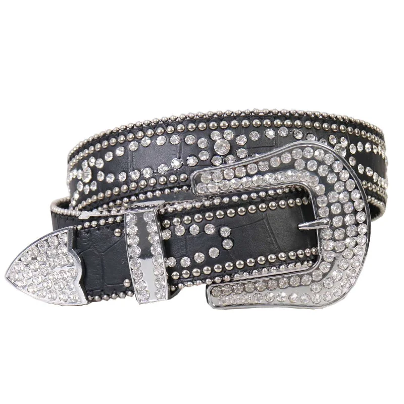 Street Charm Hot Leathers BLA1103 Round Rhinestone Oval Leather Belt