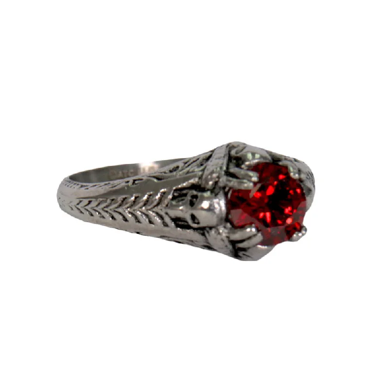 Relaxed Tops Hot Leathers JWR1125 Women's Red 'Stone Solitaire' Stainless Steel Ring