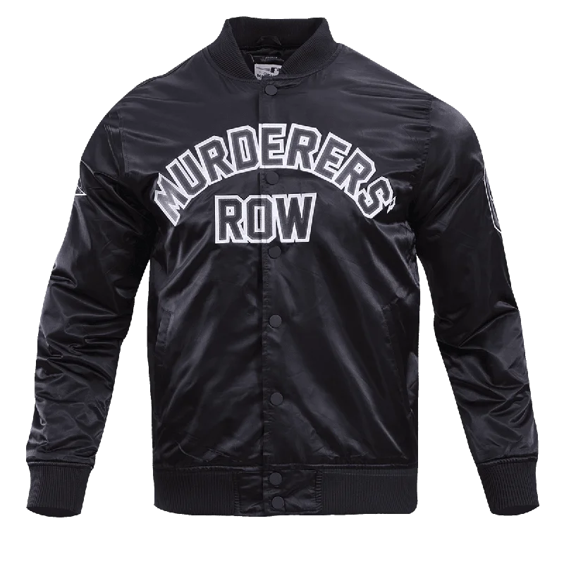 Effortless Style MLB NEW YORK YANKEES MURDERERS ROW BIG LOGO MEN'S SATIN JACKET (BLACK)