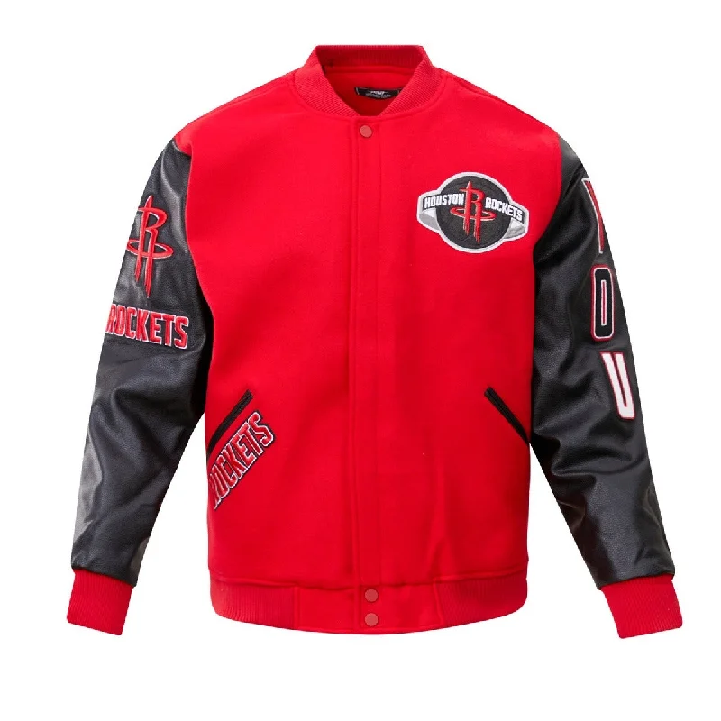Nightclub Style NBA HOUSTON ROCKETS CLASSIC WOOL MEN'S VARSITY JACKET (RED/BLACK)