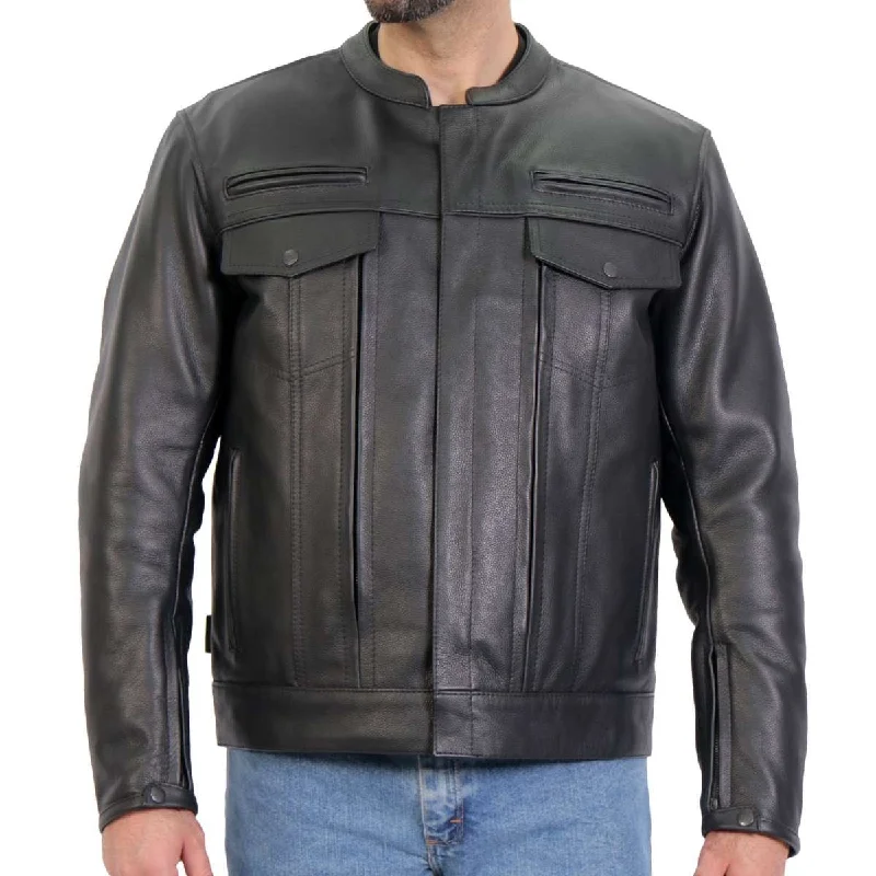 Versatile Items Hot Leathers JKM1028 Men's Black Leather MC Jacket with Zip Out Lining Versatile Items Hot Leathers JKM1028 Men's Black Leather MC Jacket with Zip Out Lining