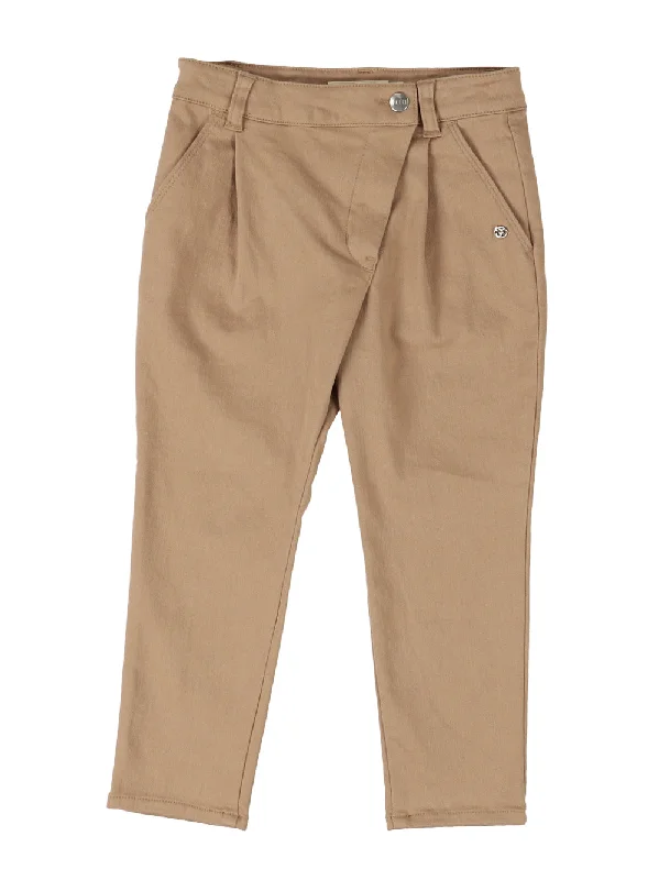 Easy-to-Wear Beige Stretch Twill Hosomi Pants