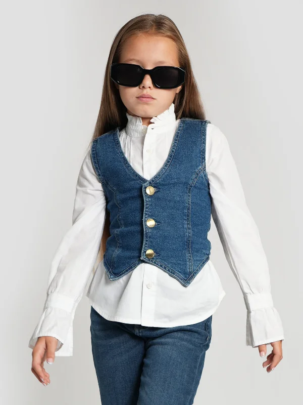 Carefree Style DL1961 Girls Zizi Denim Waistocoat in Blue