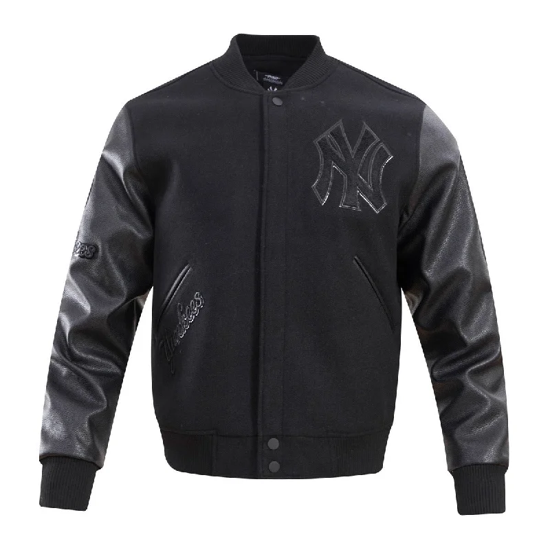 American Style MLB NEW YORK YANKEES TRIPLE BLACK MEN'S VARSITY JACKET (BLACK)