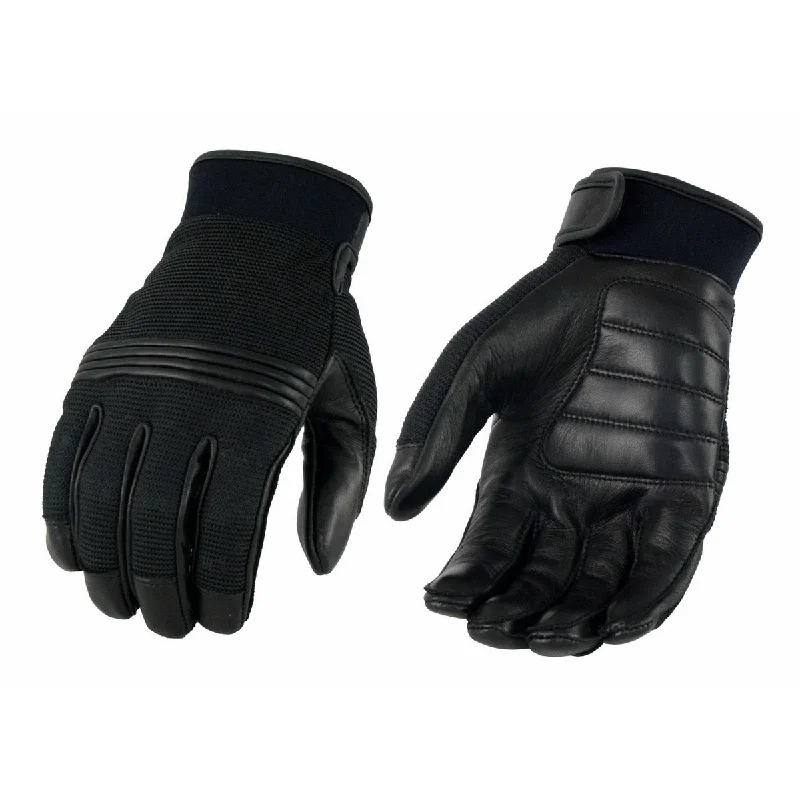 Design Perception M Boss Motorcycle Apparel BOS37530 Men's Black Leather with Perforated Mesh Racing Gloves Design Perception M Boss Motorcycle Apparel BOS37530 Men's Black Leather with Perforated Mesh Racing Gloves