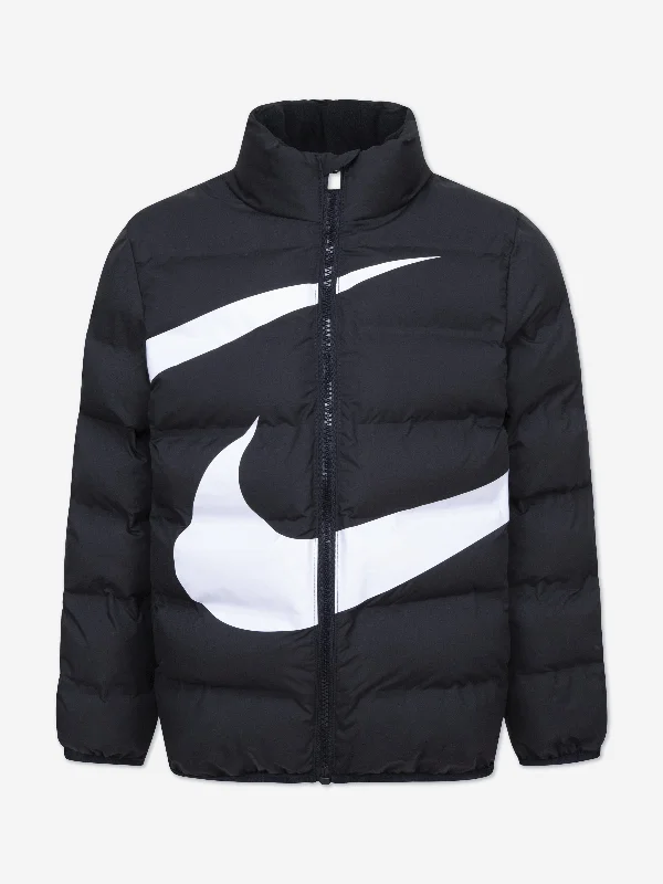 Soft Wear Nike Kids Wrap Swoosh Debossed Quilt Jacket in Black