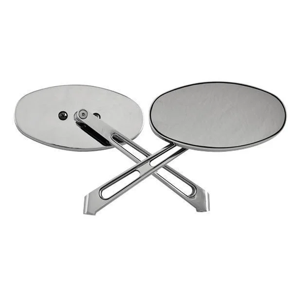 Tropical Style HardDrive Custom 5in. Chrome Oval Left/Right Mirror for Harley Davidson