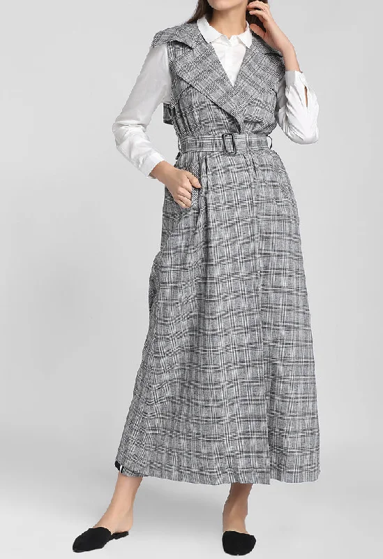 Cozy Fashions Checkered Trench Coat