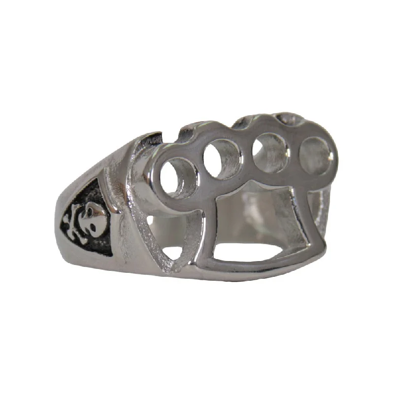 Cozy Footwear Hot Leathers JWR2133 Men's Silver 'Brass Knuckles' Stainless Steel Ring
