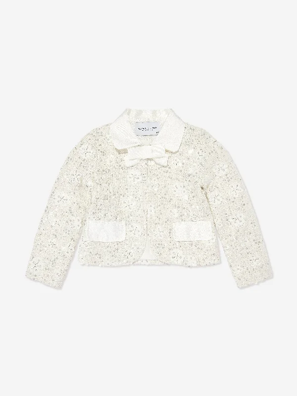 Cozy Fashion Mama Luma Girls Sequin Embroidered Jacket in White