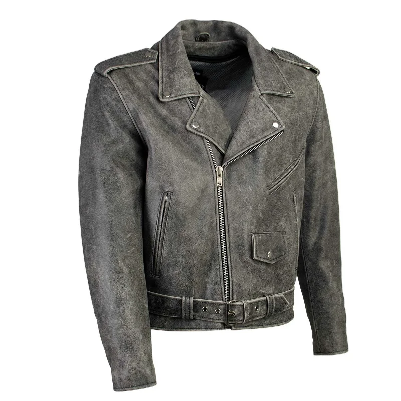 Casual And Casual Xelement B7149 Men's 'Sliver' Distressed Gray Classic Motorcycle Leather Jacket Casual And Casual Xelement B7149 Men's 'Sliver' Distressed Gray Classic Motorcycle Leather Jacket