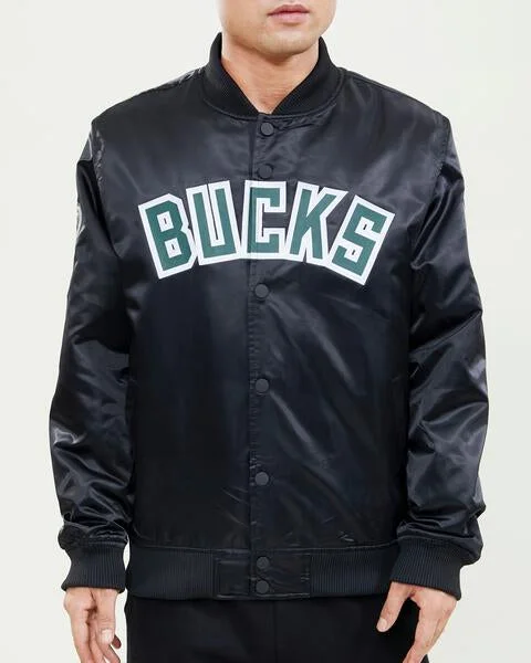 Trendy Dresses NBA MILWAUKEE BUCKS WORDMARK MEN'S SATIN JACKET (BLACK)
