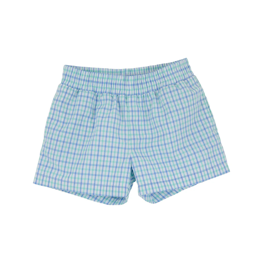 Comfortable Chic Sheffield Shorts Turks Teal Check