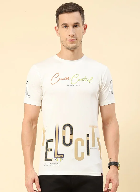 End Of The Year Men White Printed T-Shirt