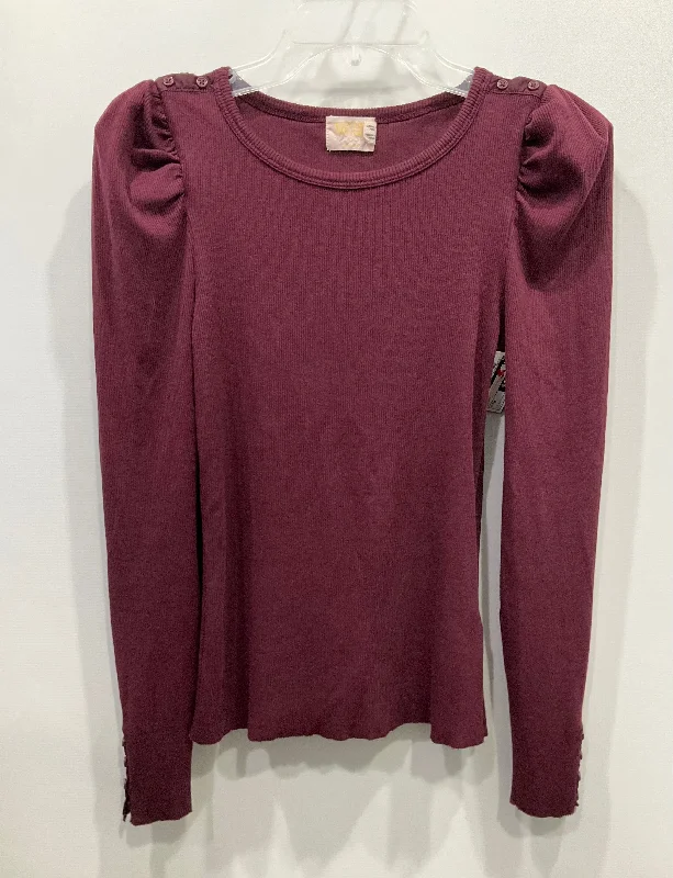 Fresh And Natural Top Long Sleeve By Nation In Maroon, Size: M