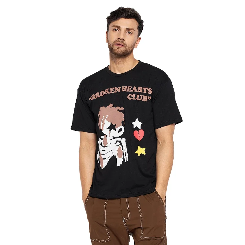 Everyday Outfits Black Broken Hearts graphic Oversized  tee