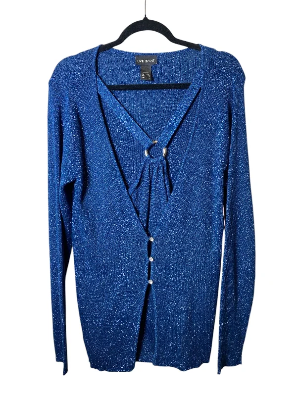 Light Dressing Top Long Sleeve By Lane Bryant In Blue, Size: 18