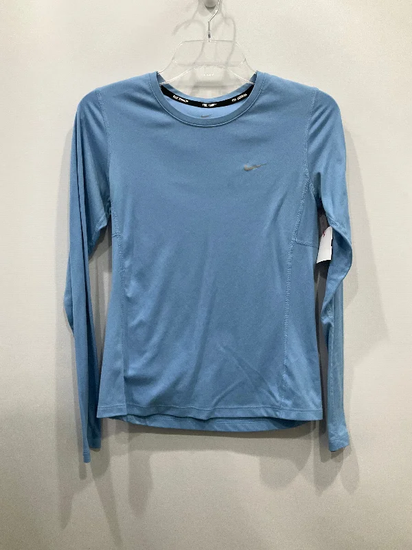 Fashionable And Versatile Top Long Sleeve By Nike Apparel In Blue, Size: S