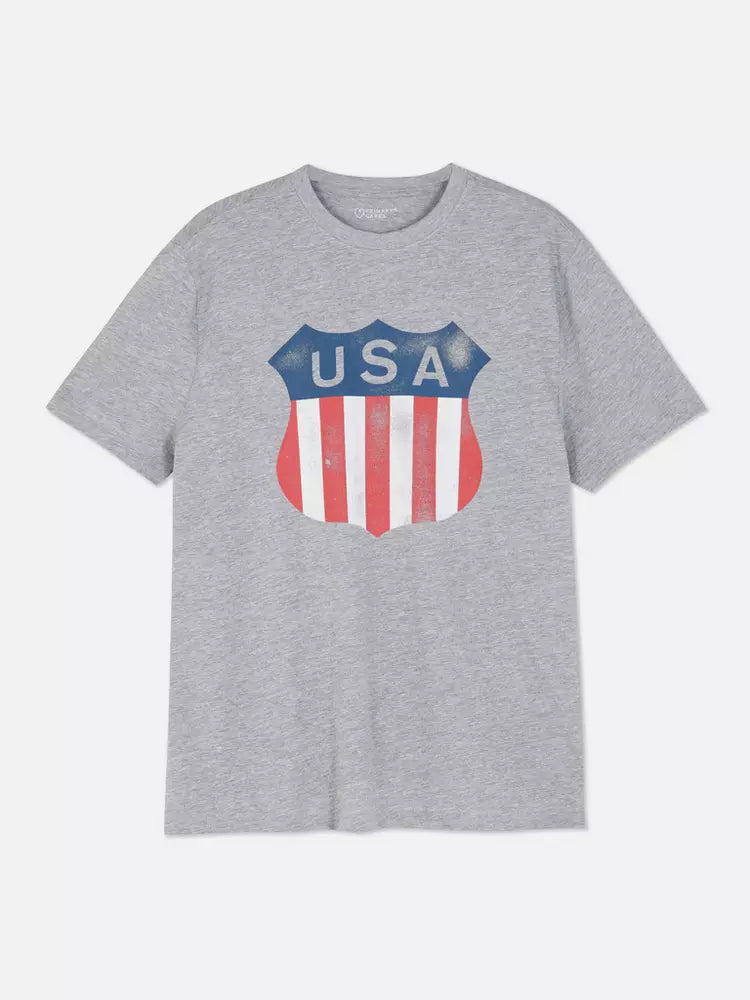 USA Highway Print T-Shirt
