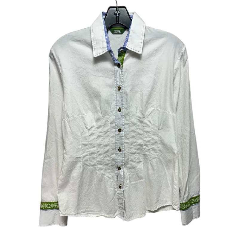 Sports Design Pin Tuck Top Long Sleeve By Arido In White, Size: 4