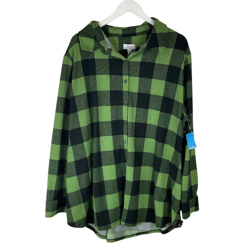 Lazy Home Top Long Sleeve By Cme In Green, Size: 2x