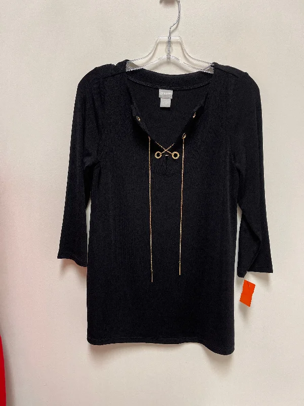 Stylish Fit Top Long Sleeve By Chicos In Black, Size: S