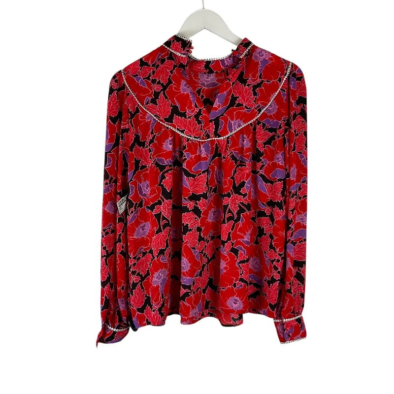 Fresh And Simple Top Long Sleeve By Who What Wear In Red, Size: S