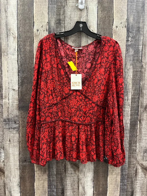 High Street Series Top Long Sleeve By Knox Rose In Red, Size: Xxl
