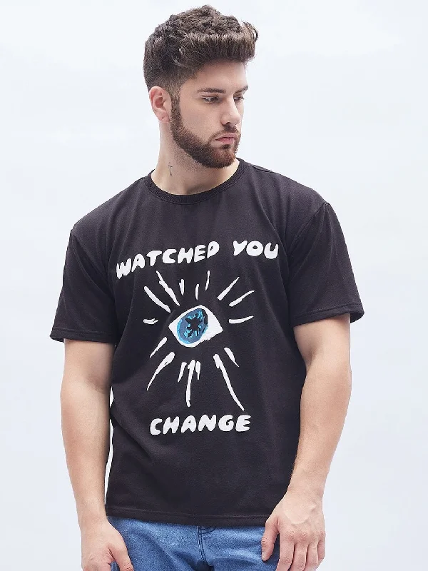 Basic Comfort Black Change Graphic Oversized T-Shirt