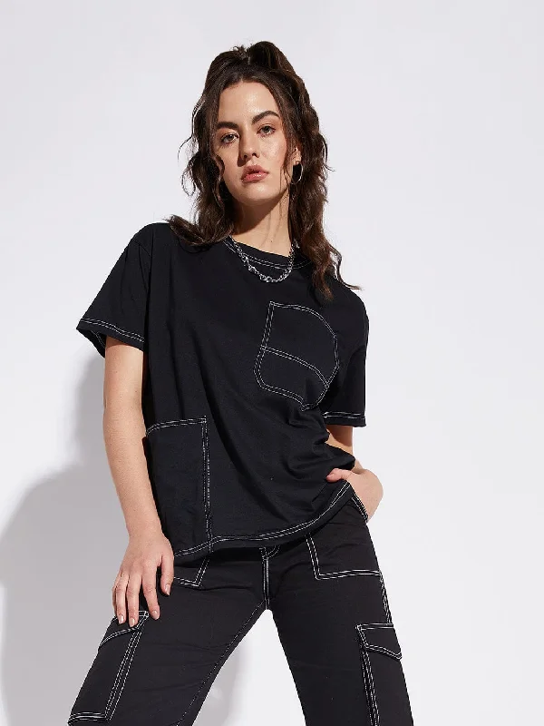 Trends Black Unisex Oversized Carpenter Tshirt