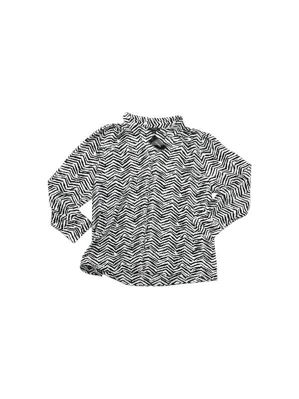 Elegant Tailoring Top Long Sleeve By Alfani In Zebra Print, Size: 1x