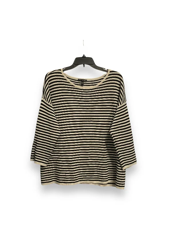 Simple Elegance Top Long Sleeve By Eileen Fisher In Striped Pattern, Size: L