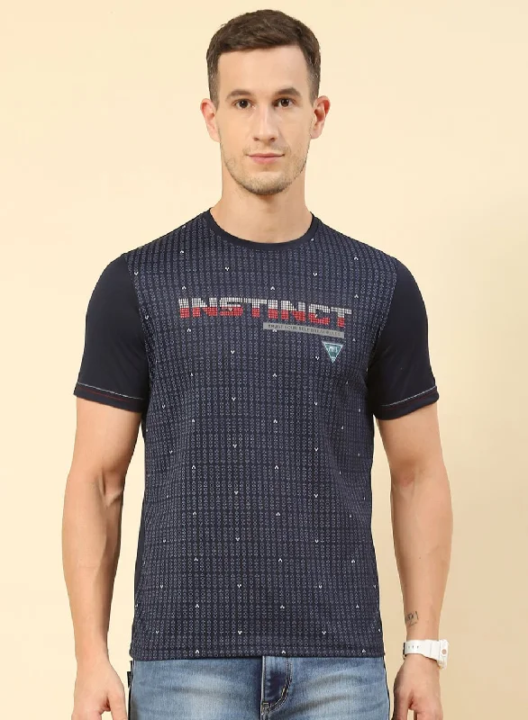 Sports Cool Men NAvy Blue Printed T-Shirt