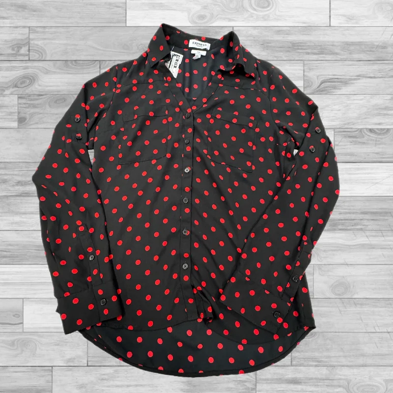 High-quality Fabrics Top Long Sleeve By Express In Polkadot Pattern, Size: S
