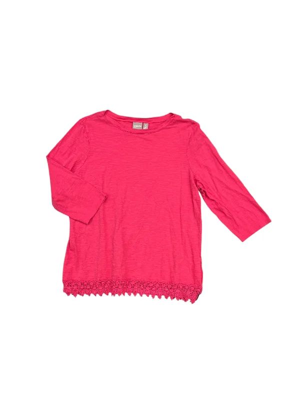 Fashionable Items Top Long Sleeve By Chicos In Pink, Size: Xl