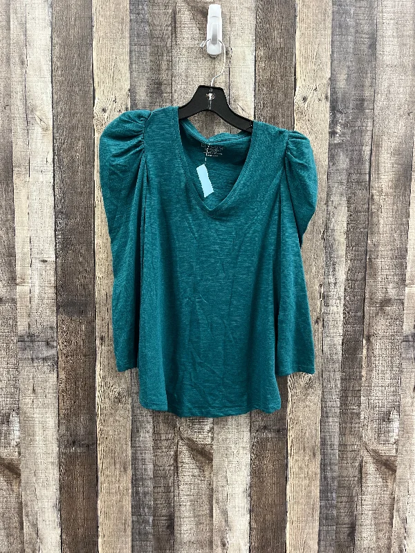 Effortless Style Top Long Sleeve By Chicos In Teal, Size: S